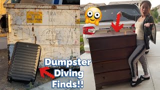Dumpster Diving I found a luggage that is useful and I took the cabinet out from the dumpster home!!