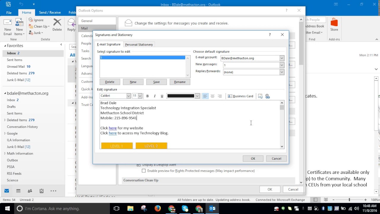 how to add signature in outlook exchange