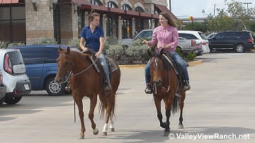 Kenzi and Tara - Riding in town! - ValleyViewRanch.net