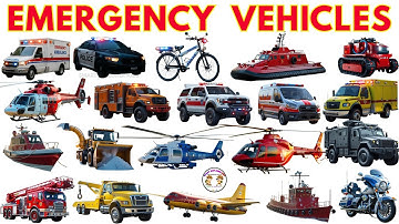Emergency Vehicles for Kids 🚨 |  Learn Ambulance, Fire Truck, Police Car, Helicopter & More