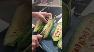 Bittergourd Slicing Sounds #fruitrees #fruit #food #mangovarieties