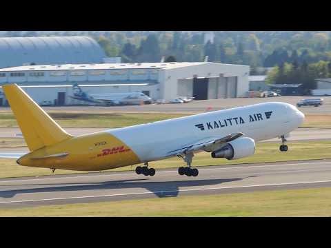 Kalitta Air Boeing 767-300F [N763CK] takeoff from PDX