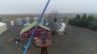 100+ Year Old Aermotor Windmill Being Put Back Up (Drone Footage)