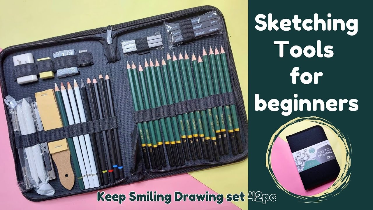 Drawing Art Supplies for beginners | Sketch set | Pencils, charcoal ...