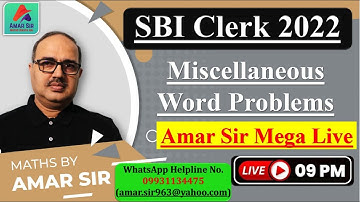 SBI Clerk 2022 |  Expected Miscellaneous Word Problems | Bank Exams | #Amar Sir