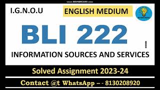 BLI 222 INFORMATION SOURCES AND SERVICES | IGNOU ASSIGNMENTT