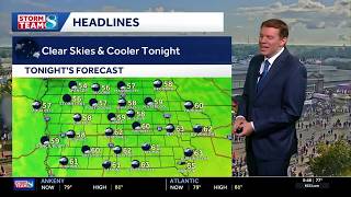 Iowa weather Drier and cooler air moving in tonight