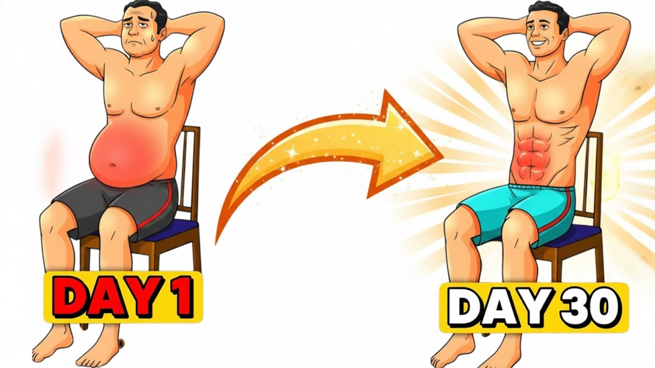 Эта 10-минутная тренировка на стуле сжигает жир на животе (для мужчин старше 50 лет)