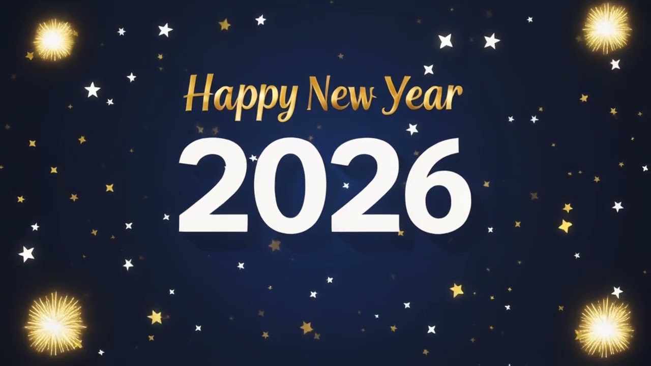 HAPPY NEW YEAR 2026 VJ 4k VISUAL LOOP ANIMATION RESOLUME (VJ LOOP) - NEON(ELECTRO) VJ CREW