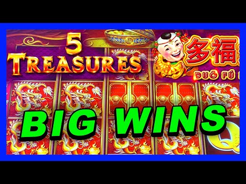 I PICKED THE DRAGON ON 5 TREASURES ★ BIG WINS & SLOT MACHINE BONUS ➜ LIVE PLAY IN LAS VEGAS