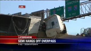 9:10 Update: Semi Hangs Off I-40 Overpass