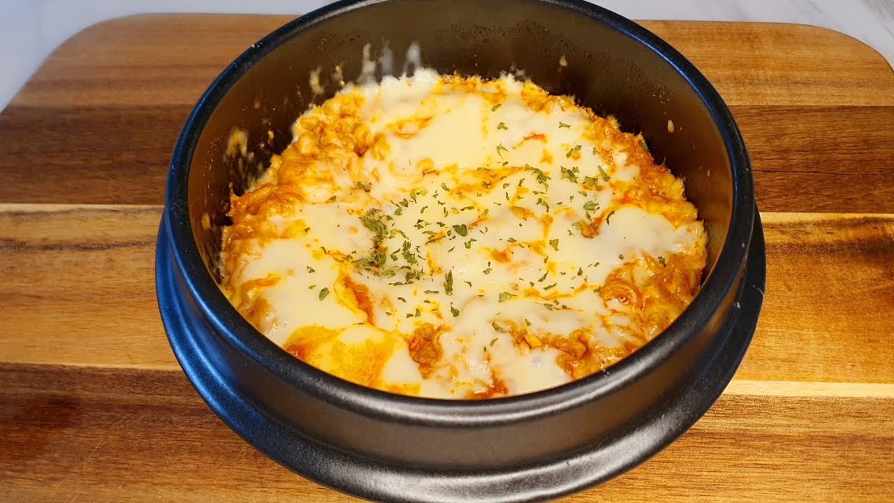 Buldak Ramen Lasagna Spicy Chicken Noodle with Steamed Egg and Cheese