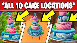 FORTNITE BIRTHDAY CAKE LOCATIONS (ALL 10 LOCATIONS) - DANCE IN FRONT OF DIFFERENT BIRTHDAY CAKES!