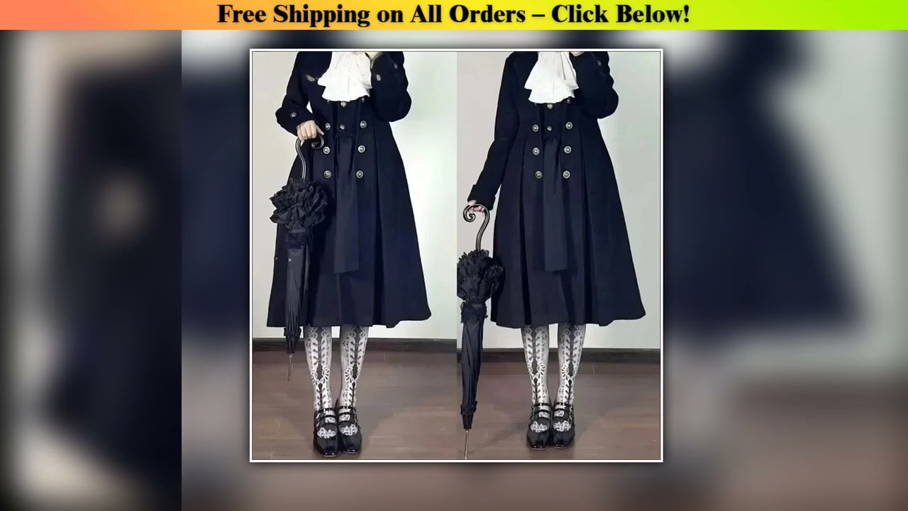 2025 Dark Japanese Retro Long Trench Coat British Style Gothic Handsome Knight Outfit Lolita Sweet