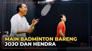 Momen Jokowi Main Bulu Tangkis dengan Atlet Jonatan Christie dan Hendra Setiawan