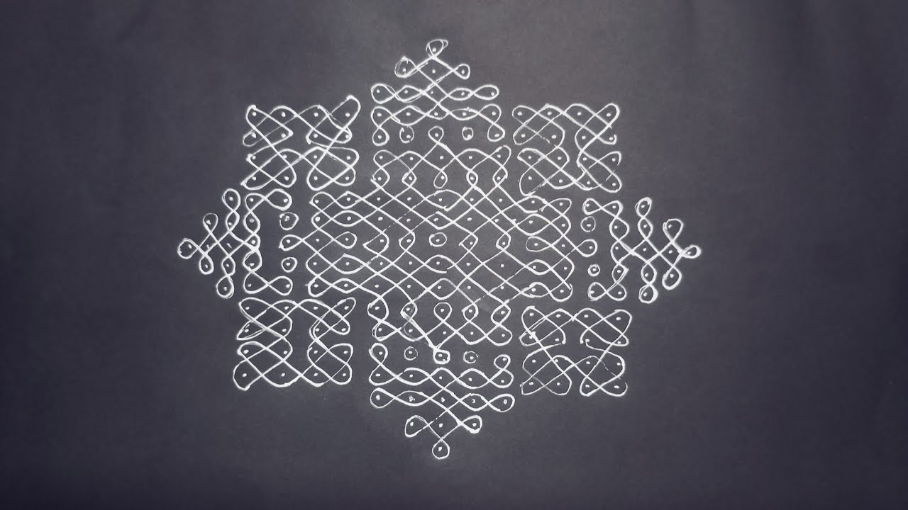 Simple elegant 13-13 kolam #music #muggulu #rangoli #sikkukolam 