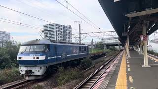 【焼島向けレール臨貨返空】EF210-108+チキ7000形チキ7079+チキ7082(臨8764レ)東京貨物ターミナル行きJR新川崎駅通過シーン