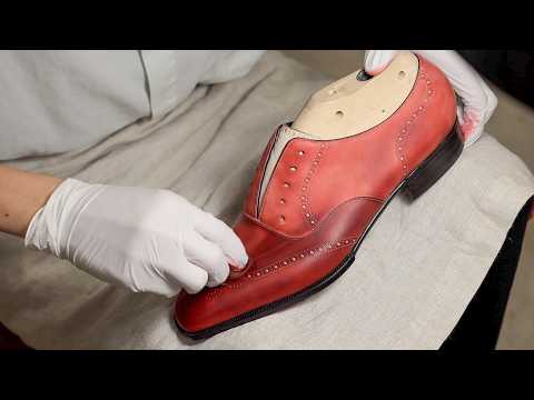 Process Of Making Classic Shoes | Hand Patina In Red And Black