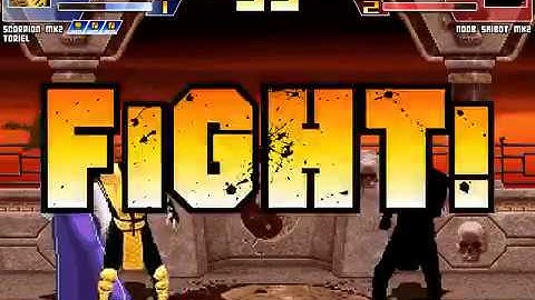 MUGEN battle #874: Scorpion & Toriel vs Noob Saibot X4