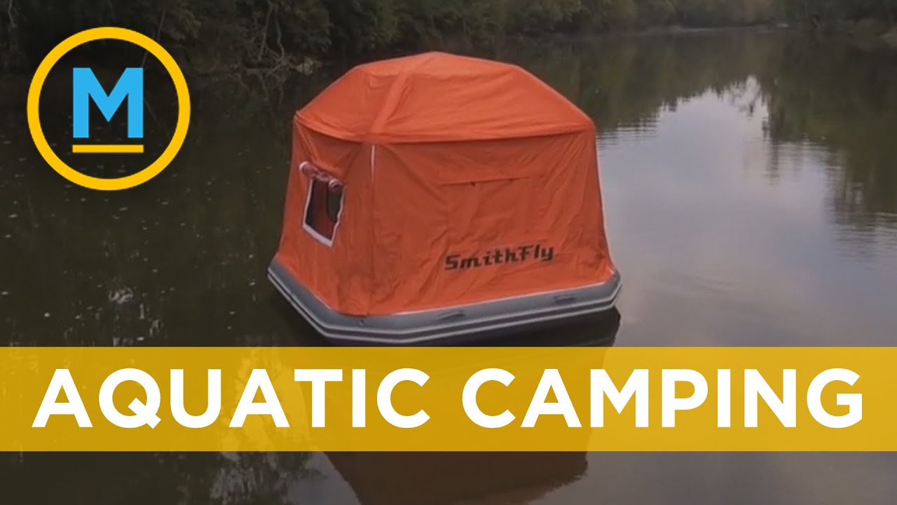 Family Camping In A Cozy Inflatable Tent With Our Dog 