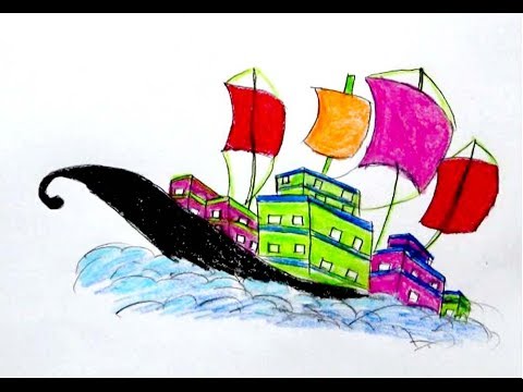 How To Draw A Sinking Ship Step By Step খ ব সহজ ড ব য ওয জ হ জ অঙ কন