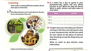 Luyện Nghe TIếng Anh Lớp 9 Unit 1 Skills 2, Listening, 1 Describe what you see in each picturel