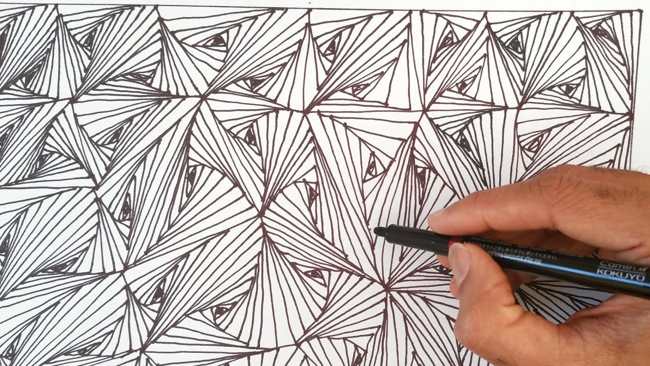 How to draw easy "Line Optical illusions pattern" - Zentangles design