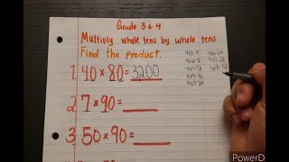 Grade 3-4 Math: Multiplying Whole Tens by Whole Tens