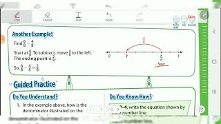 Pearson 9-6 Guided Practice Review, Adding and Subtracting Fractions with Number Lines