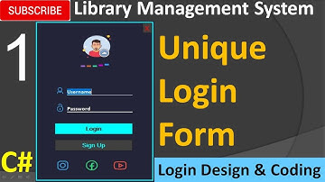 1. Library Management System in C# - Login Form Unique Design and coding in C#