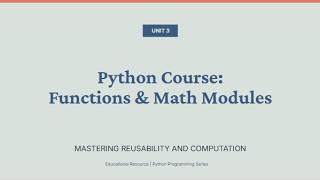 Python Programming – Unit 3 | Functions, Modules & Practical Python | Complete Tutorial 🐍