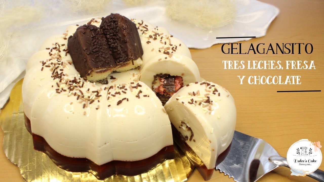 PREPARA UNA GELAGANSITO /TRES LECHES FRESA Y CHOCOLATE/ GELATINAS RELLENAS / DULCES CAKE YouTube