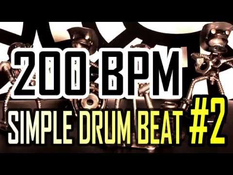 200-bpm---simple-beat-#2---4/4-straight-rock-drum-track---metronome---drum-beat