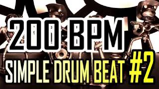 200 BPM - Simple Beat #2 - 4/4 Straight Rock Drum Track - Metronome - Drum beat