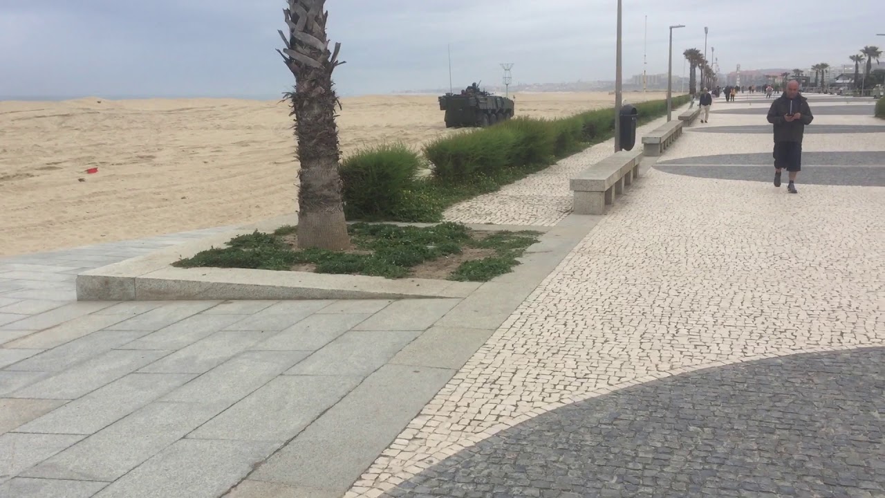 8x8 APC driving in beach. Portuguese pandur.