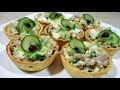 ЗАКУСКА Салат с Печенью трески в тарталетках / Очень Вкусно Просто Быстро