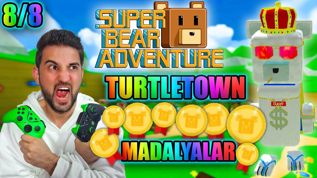 Super Bear Adventure Kaplumbağa Köyündeki Tüm ALTIN MADALYALARI Aldım! (Android, Multiplayer 12.0)