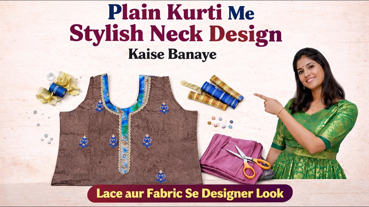 Plain Kurti Me Stylish Neck Design Kaise Banaye | प्लेन कुर्ती का खूबसूरत नेक डिजाइन कैसे बनाएं
