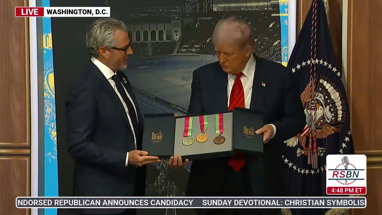 WATCH: President Trump Unveils the 2028 Olympic Medals and Signs the Task Force into Effect - 8/5/25