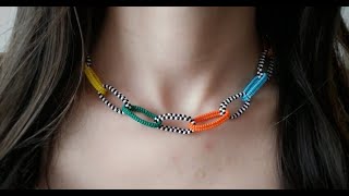 Herringbone Tekniğiyle Kum Boncuktan Renkli Zincir Kolye Yapımı | Beaded Necklace Making | DIY