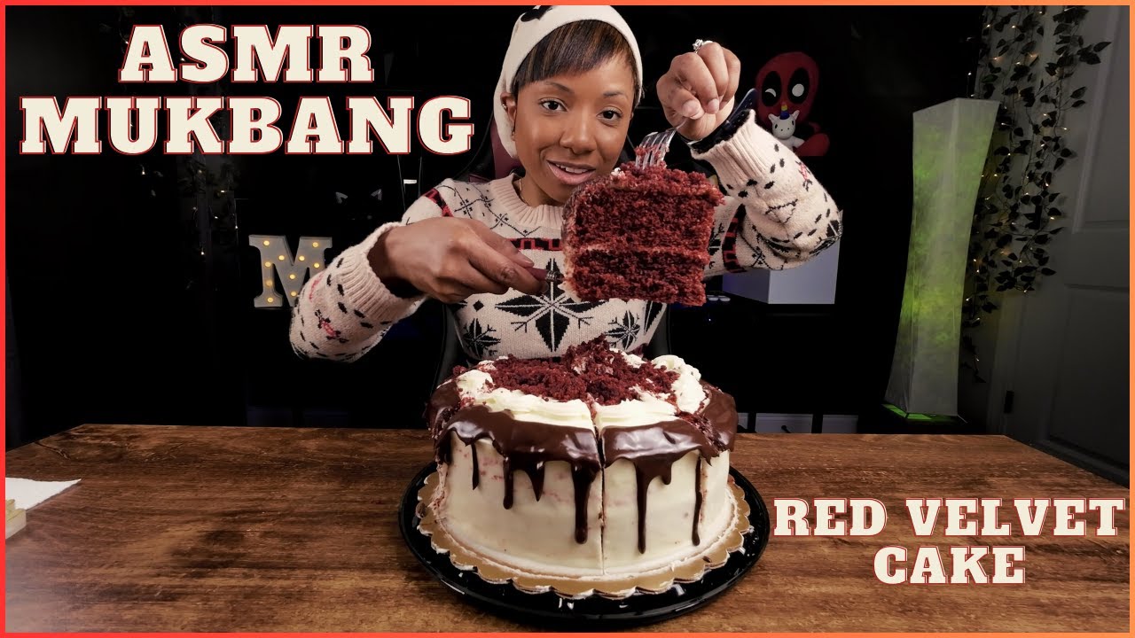 ASMR | Mukbang Red Velvet Birthday Cake - YouTube