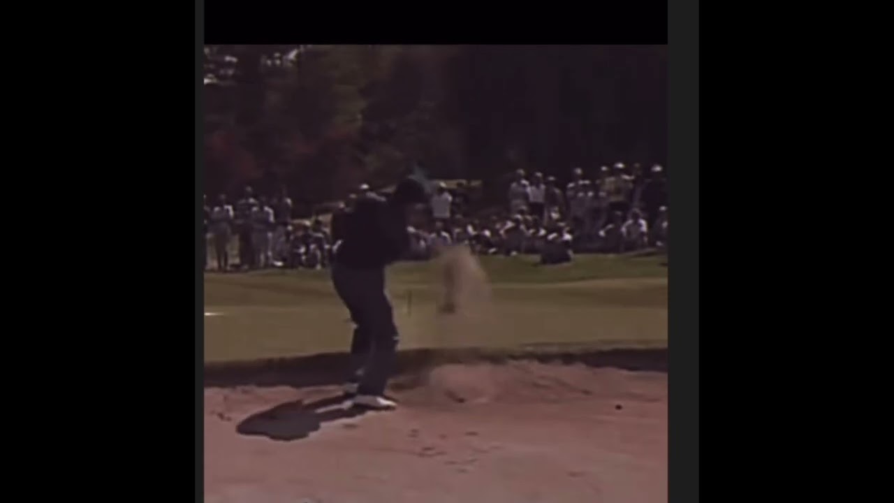 Seve with club down in bunker shots 