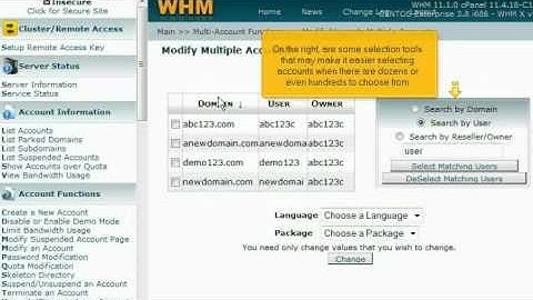 Using Multi account function in WHM