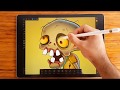 Drawing Zombie Character Design for Games with Affinity Designer on IPAD PRO