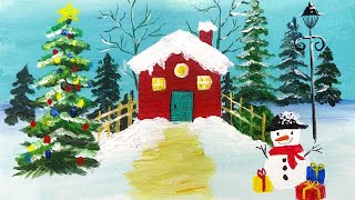 Holiday Christmas Acrylic Painting | How to Paint Holiday Christmas | acrylic painting for beginners