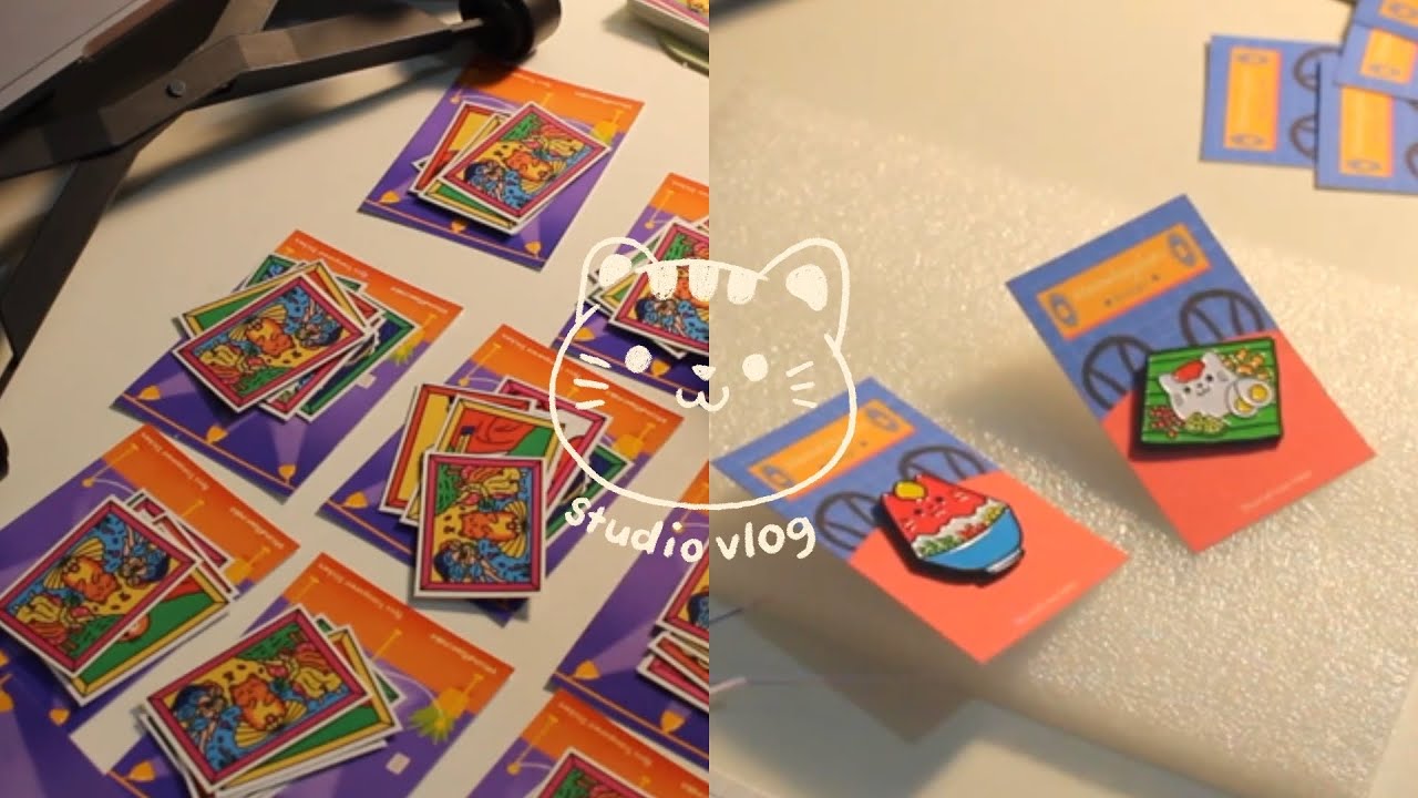 Studio Vlog #1 🐱 shop update | pin making | budget photoshoot
