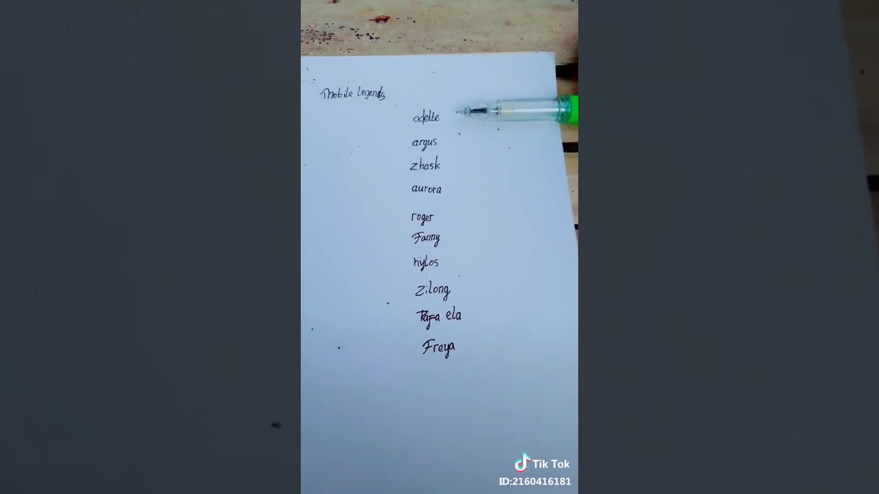 TikTok Daftar Nama Mobile Legend YouTube
