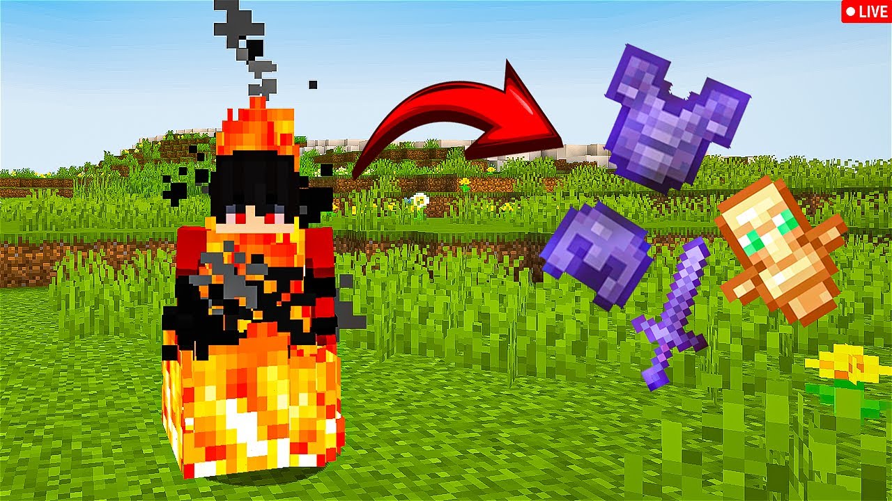 Minecraft But Fire Drops Op Items - YouTube