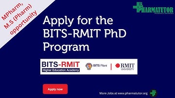 Join PhD in Australia after MPharm with stipend Rs. 45800 month by BITS-RMIT