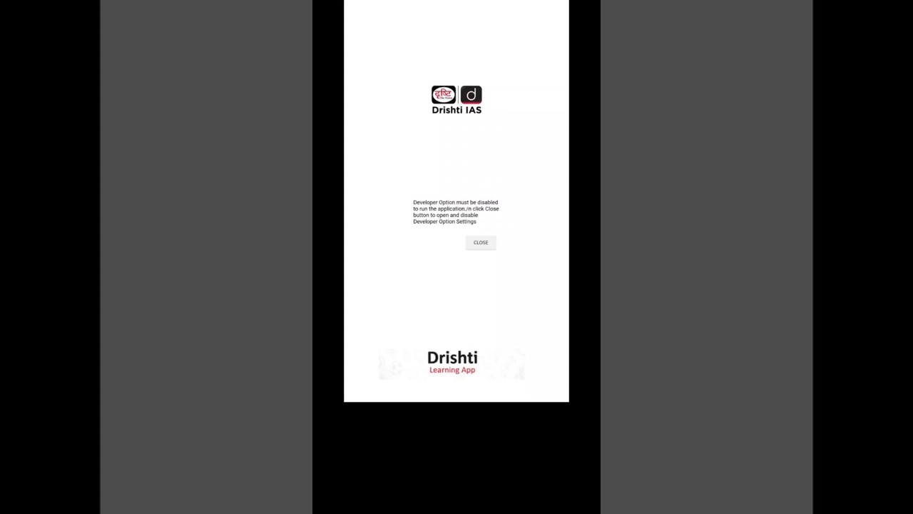 Developer option issue in drishti learning app 
